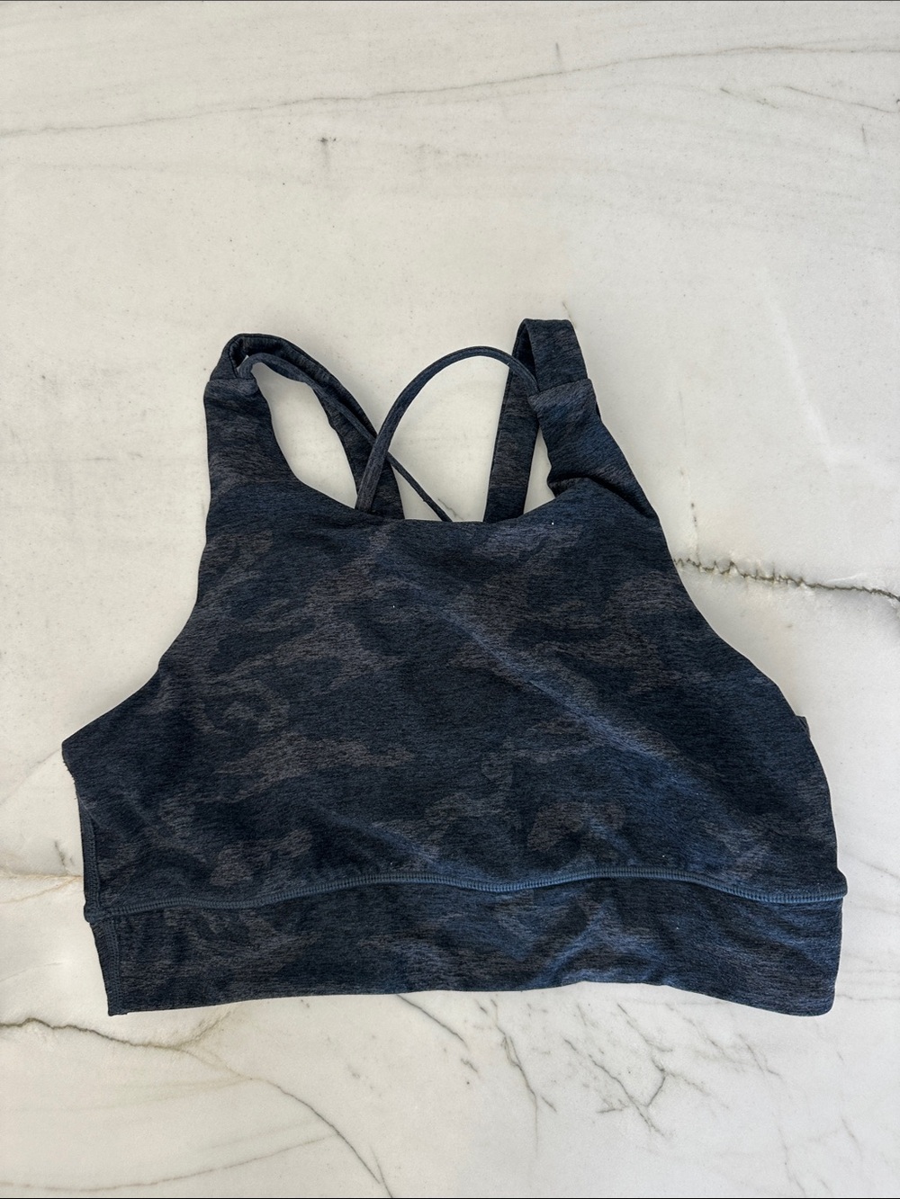 Vuori Navy Camo Strappy Sports Bra